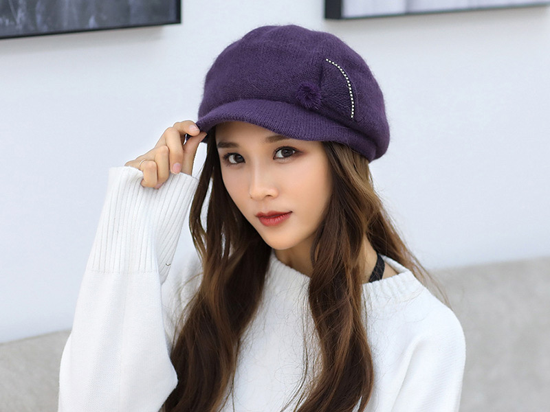 Fashion Dark Purple Pure Color Decorated Hat,Knitting Wool Hats