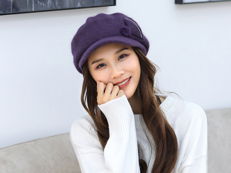 Fashion Purple Pure Color Decorated Hat,Knitting Wool Hats