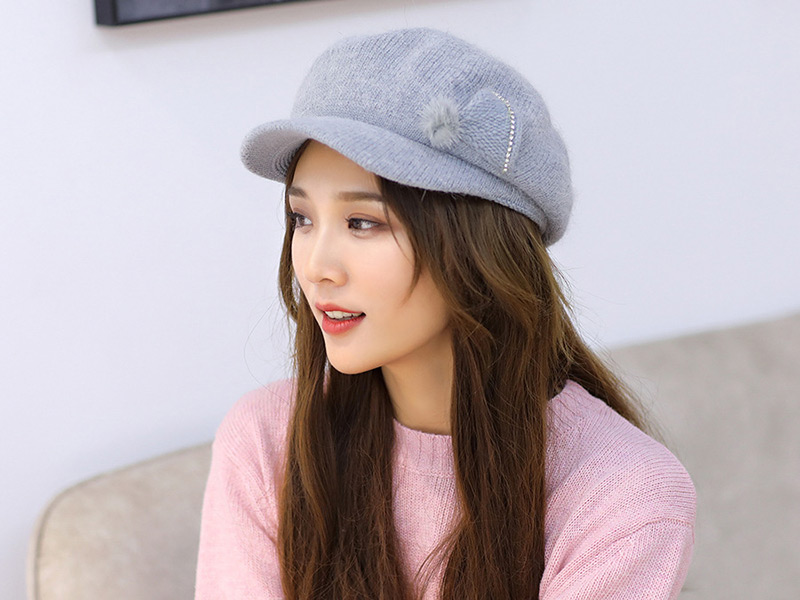 Fashion Gray Pure Color Decorated Hat,Knitting Wool Hats