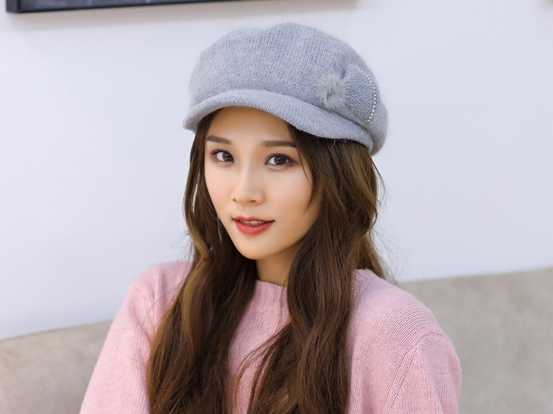 Fashion Pink Pure Color Decorated Hat,Knitting Wool Hats