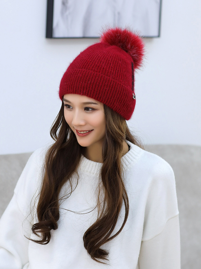 Fashion Khaki Pom Ball Decorated Pure Color Hat,Knitting Wool Hats