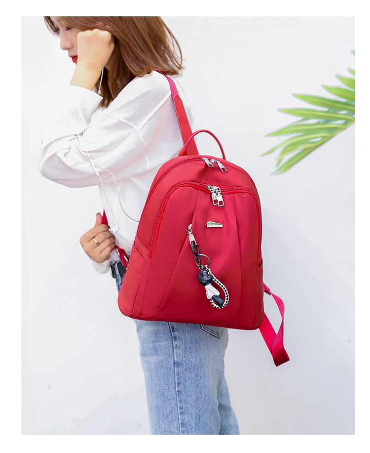 Fashion Red Pure Color Decorated Backpack,Backpack