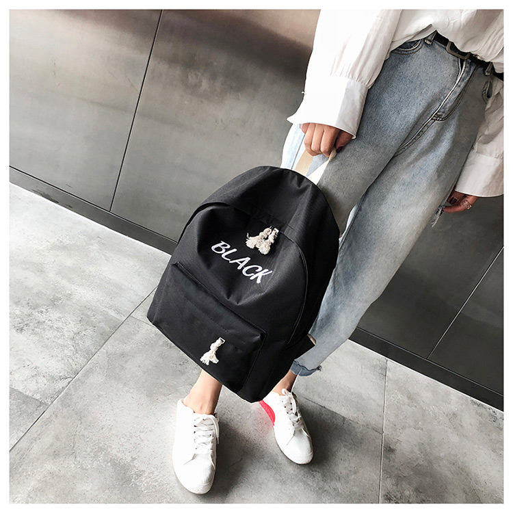 Fashion Black Letter Pattern Decorated Backpack,Backpack