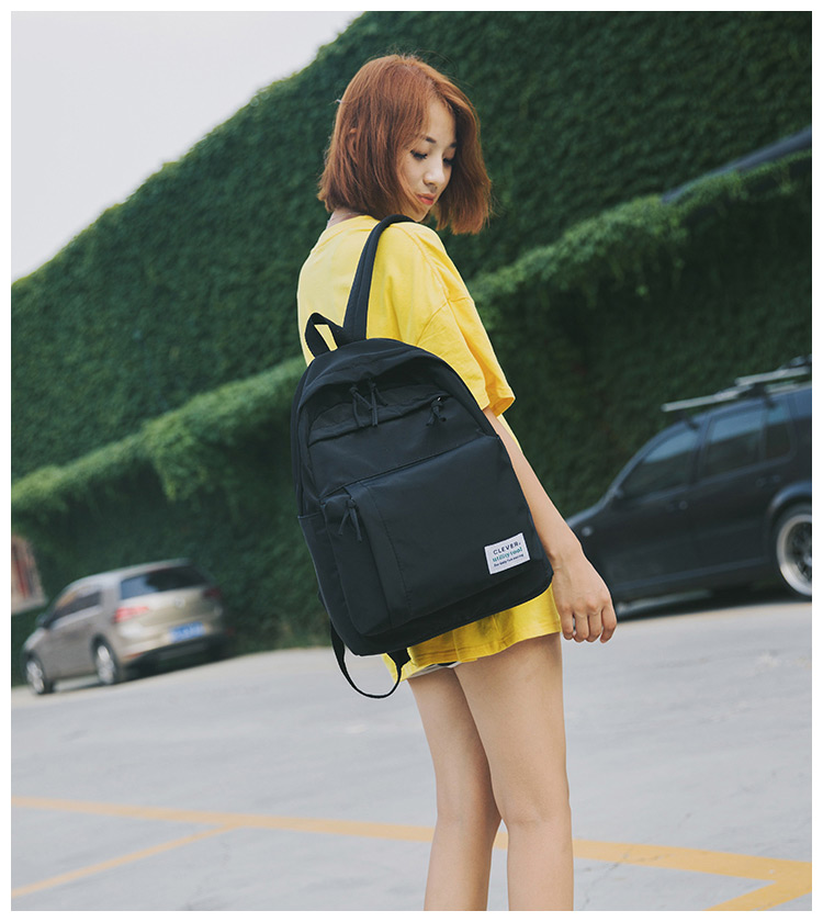 Fashion Black Pure Color Decorated Backpack,Backpack