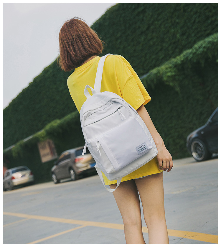 Fashion Beige Pure Color Decorated Backpack,Backpack