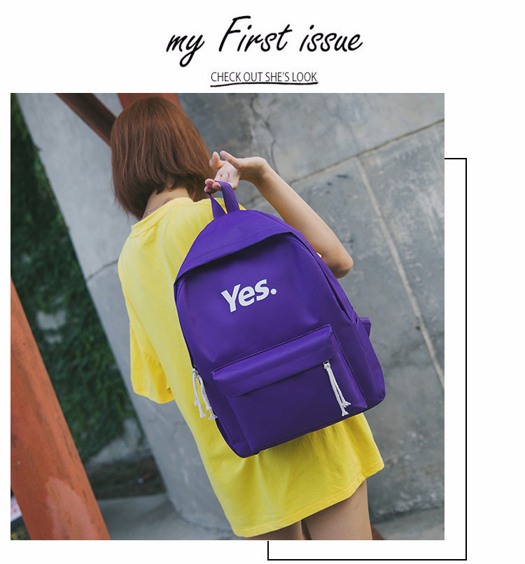 Fashion Yellow Letter Pattern Decorated Backpack,Backpack