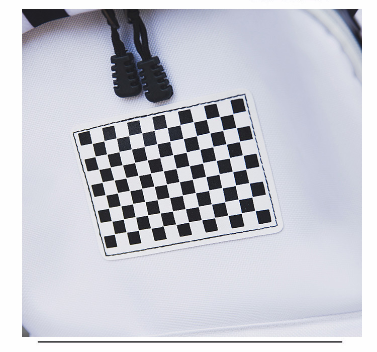 Vintage White Grid Pattern Decorated Backpack,Backpack
