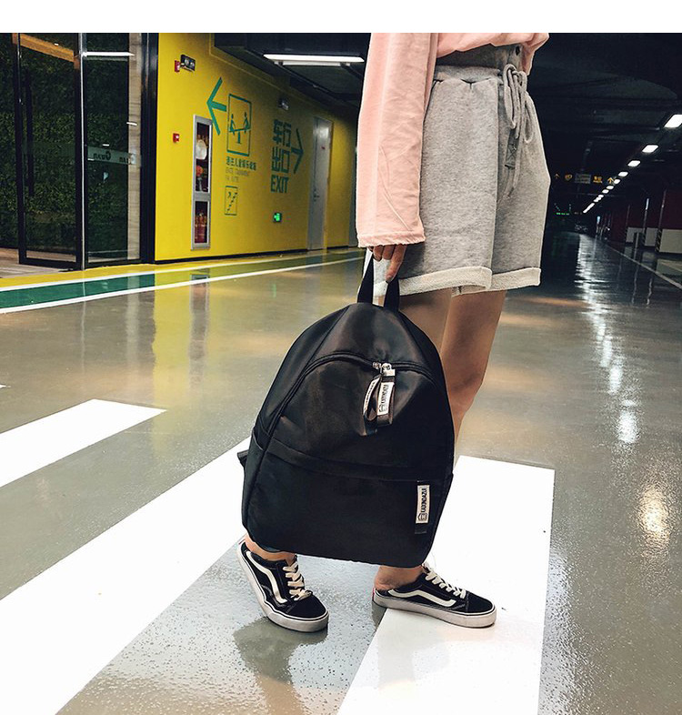 Simple Black Pure Color Decorated Backpack,Backpack