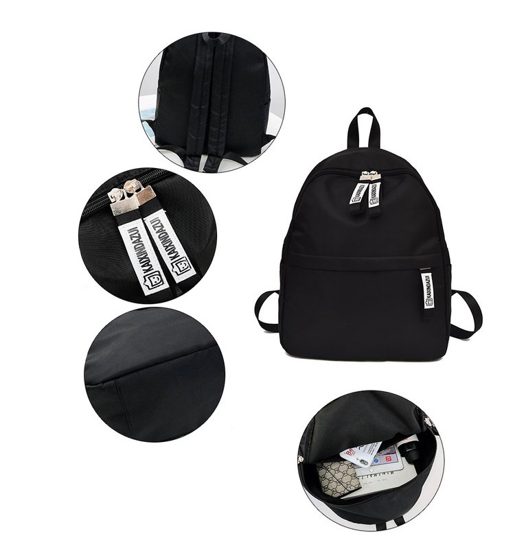Simple Black Pure Color Decorated Backpack,Backpack