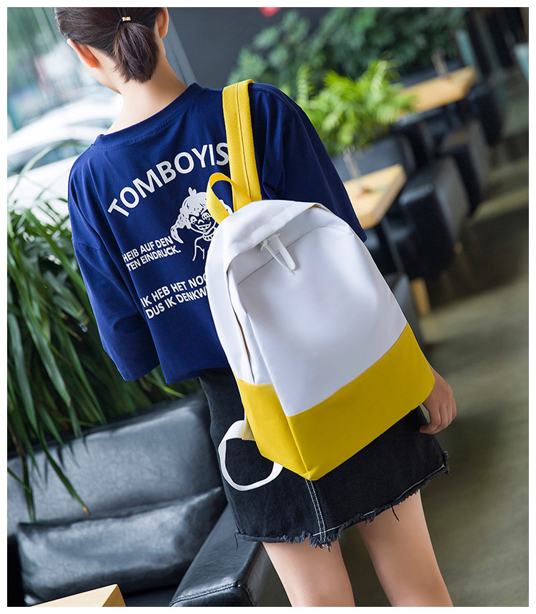 Simple Yellow Color Matching Decorated Backpack,Backpack