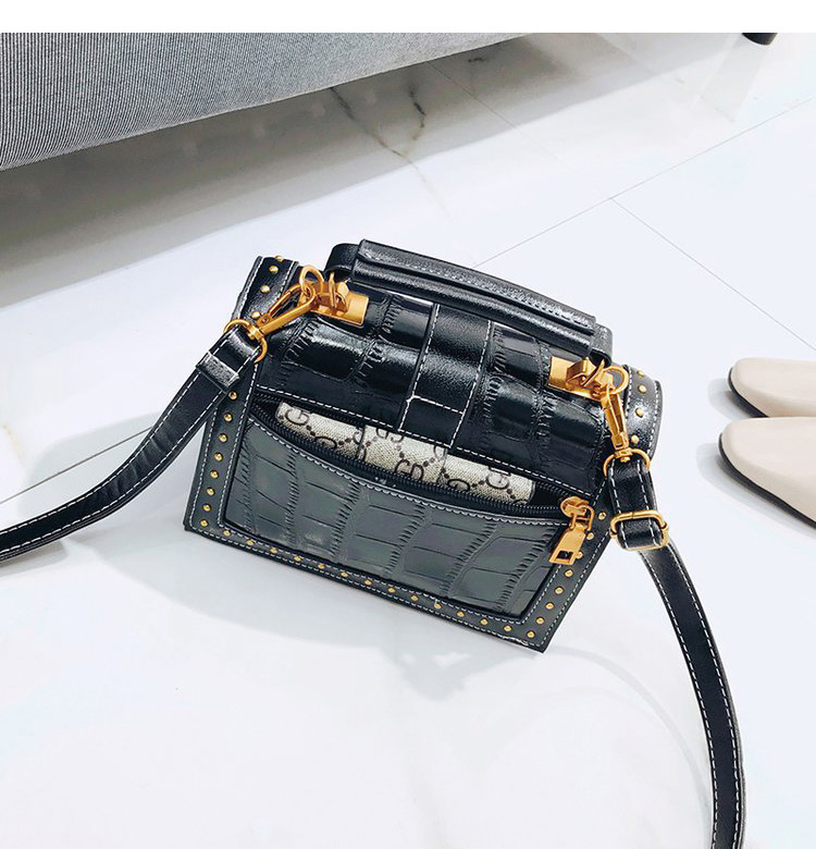 Simple Black Rivet Decorated Pure Color Shoulder Bag,Handbags