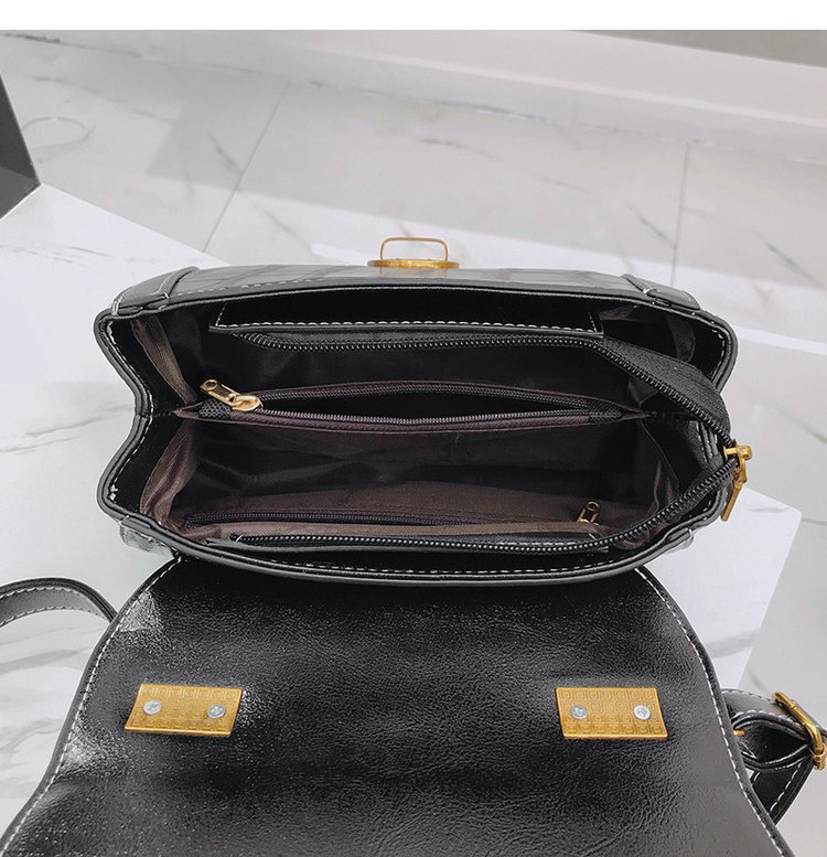 Simple Black Buckle Shape Decorated Shoulder Bag,Handbags