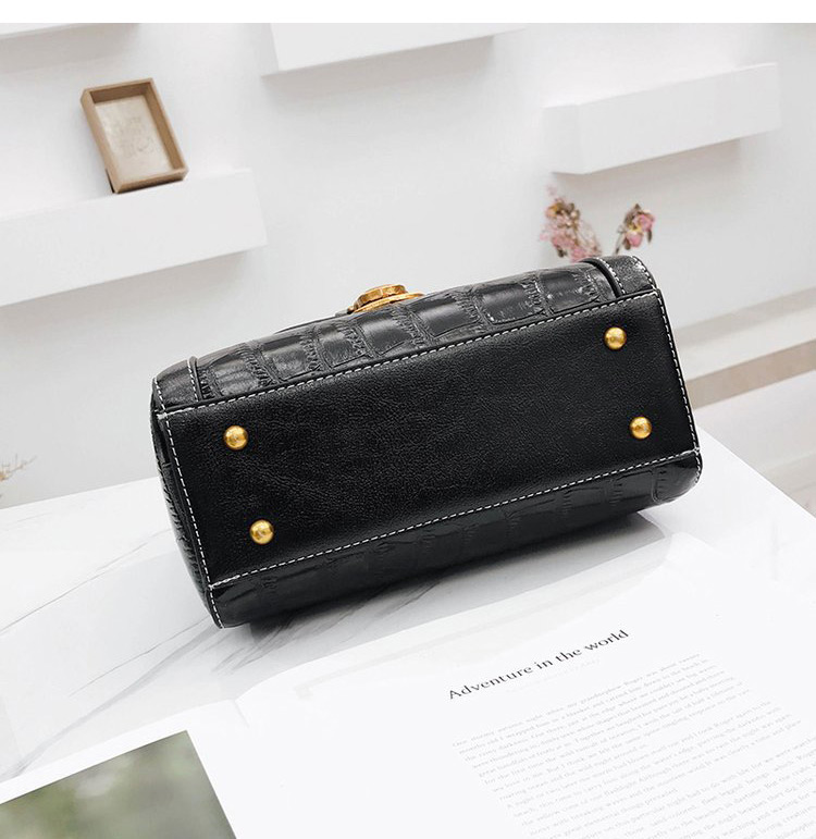 Simple Black Buckle Shape Decorated Shoulder Bag,Handbags