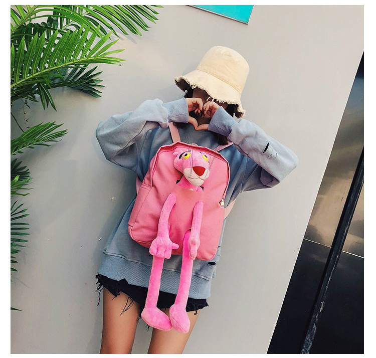 Simple Pink Panther Shape Decorated Backpack,Backpack