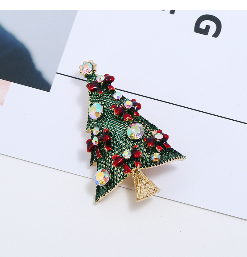 Fashion Green Diamond Design Christmas Tree Shape Brooch,Korean Brooches