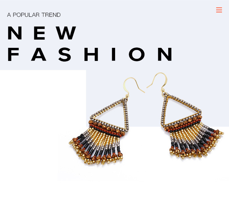 Fashion Gold Color+coffee Triangle Shape Design Tassel Earrings,Earrings