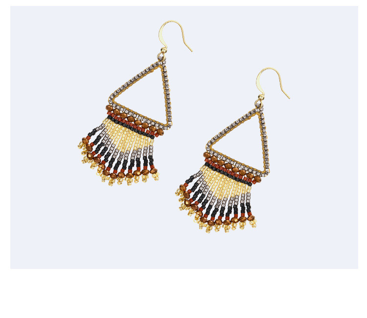 Fashion Gold Color+coffee Triangle Shape Design Tassel Earrings,Earrings