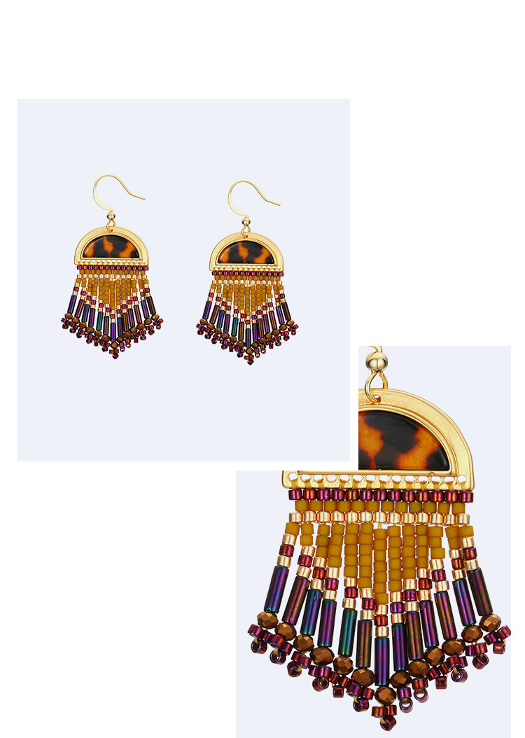 Fashion Gold Color+coffee Sector Shape Design Tassel Earrings,Earrings