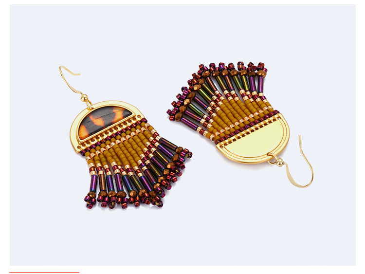 Fashion Gold Color+coffee Sector Shape Design Tassel Earrings,Earrings