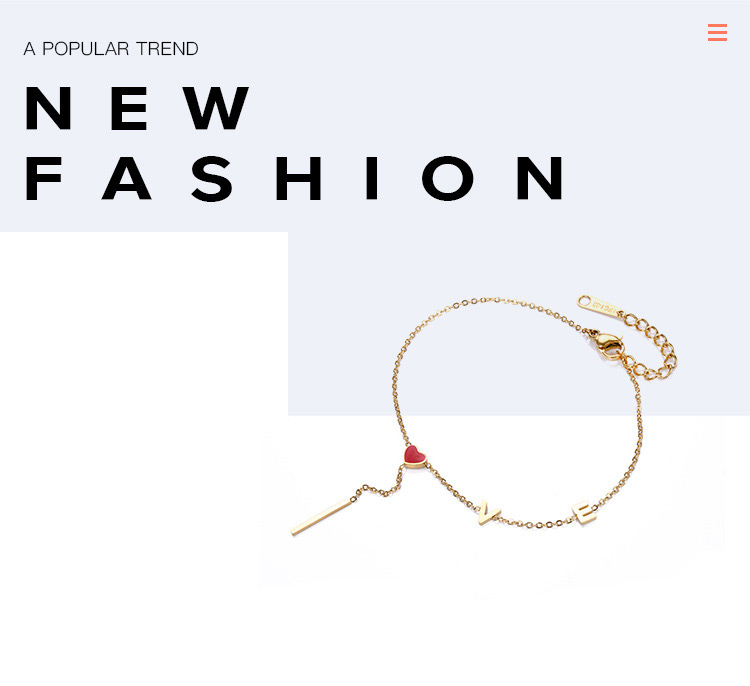 Fashion Rose Gold Letter Love Pendant Decorated Bracelet,Bracelets