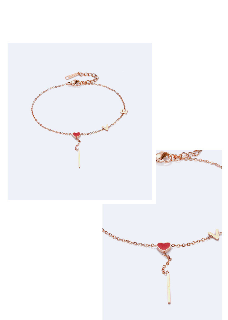 Fashion Rose Gold Letter Love Pendant Decorated Bracelet,Bracelets