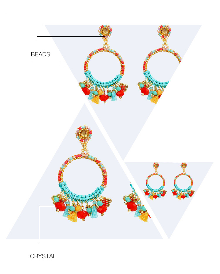 Fashion Multi-color Tassel Decorated Circular Ring Earrings,Earrings