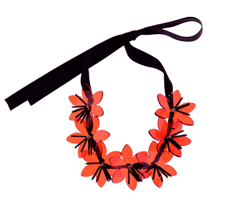 Fashion Red Flowers Decorated Pure Color Necklace,Bib Necklaces