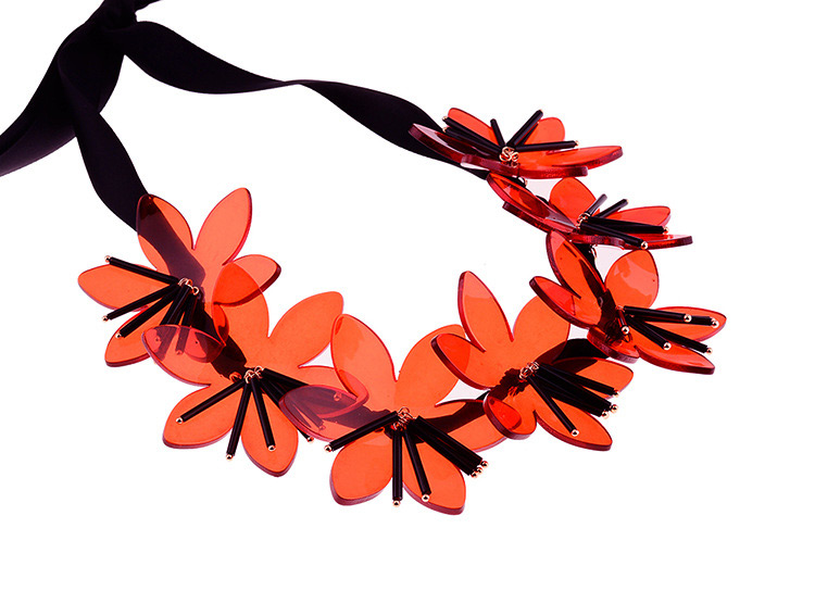 Fashion Red Flowers Decorated Pure Color Necklace,Bib Necklaces