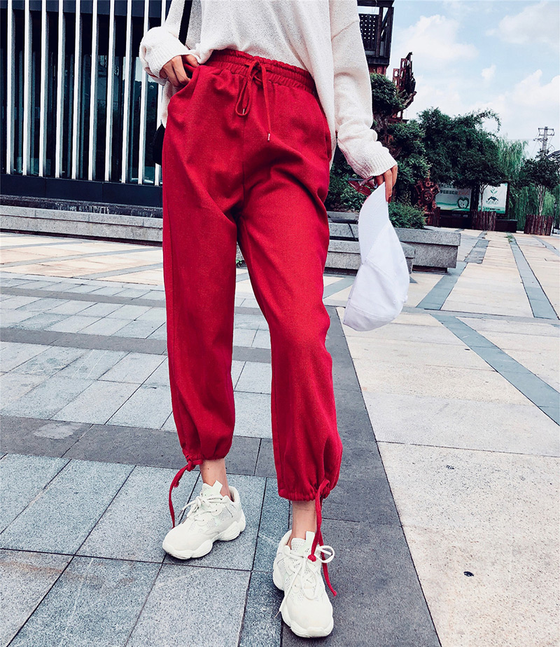 Fashion Red Pure Color Decorated Trousers,Pants