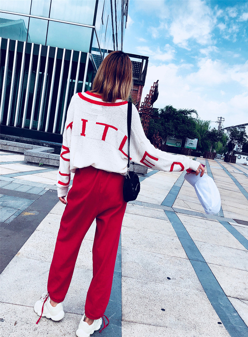 Fashion Red Pure Color Decorated Trousers,Pants