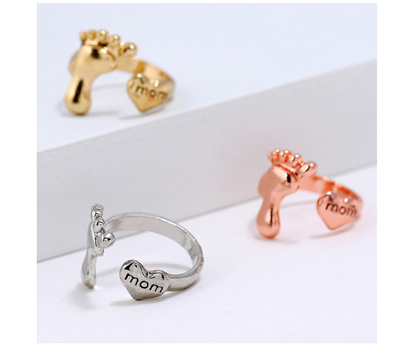 Simple Silver Color Foot&heart Shape Decorated Pure Color Ring,Fashion Rings