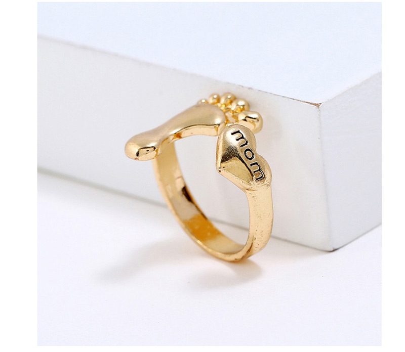 Simple Gold Color Foot&heart Shape Decorated Pure Color Ring,Fashion Rings