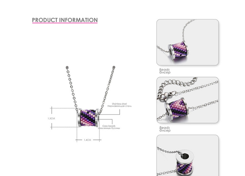 Fashion Pink+purple Bead Decorated Necklace,Necklaces