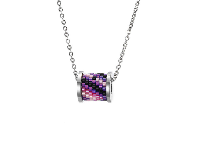 Fashion Pink+purple Bead Decorated Necklace,Necklaces