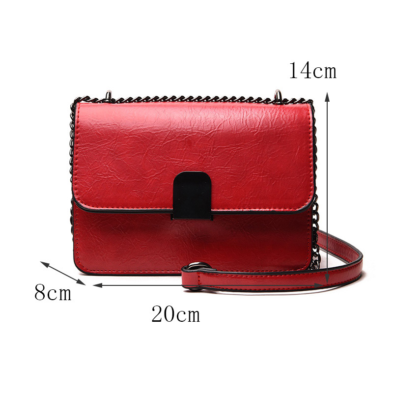 Fashion Claret Red Square Shape Decorated Shoulder Bag,Shoulder bags