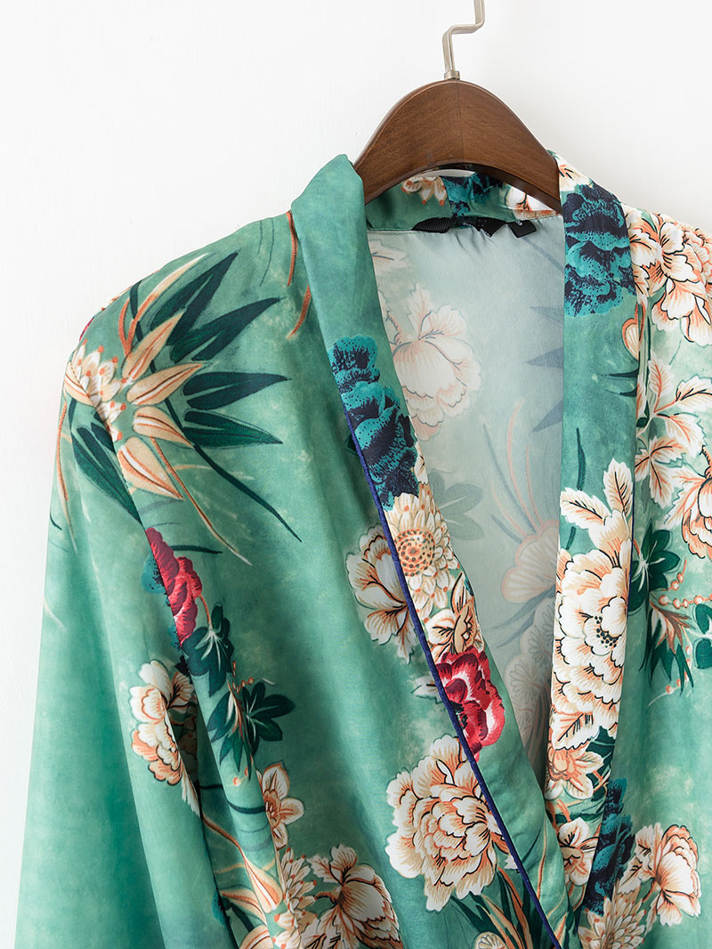 Fashion Green Flower Pattern Decorated Coat,Sunscreen Shirts