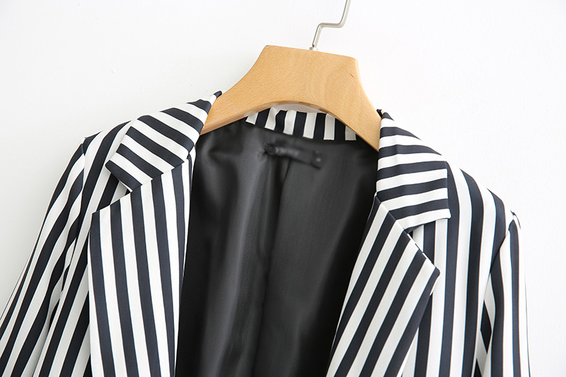 Fashion Black Stripe Pattern Decorated Coat,Coat-Jacket