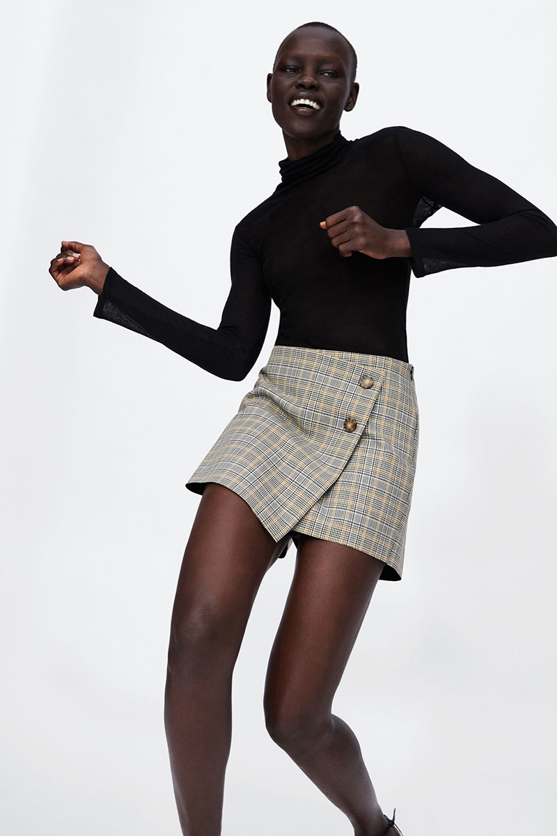 Fashion Gray Grid Pattern Decorated Skirt,Shorts