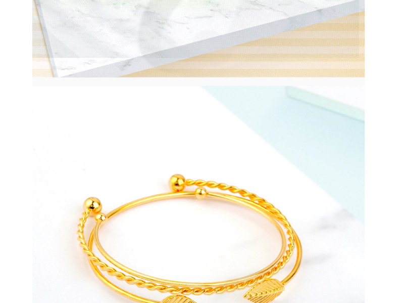 Fashion Gold Color Leaf Shape Decorated Bracelet ( 3 Pcs ),Fashion Bracelets