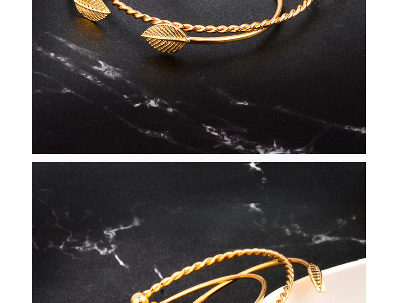 Fashion Gold Color Leaf Shape Decorated Bracelet ( 3 Pcs ),Fashion Bracelets