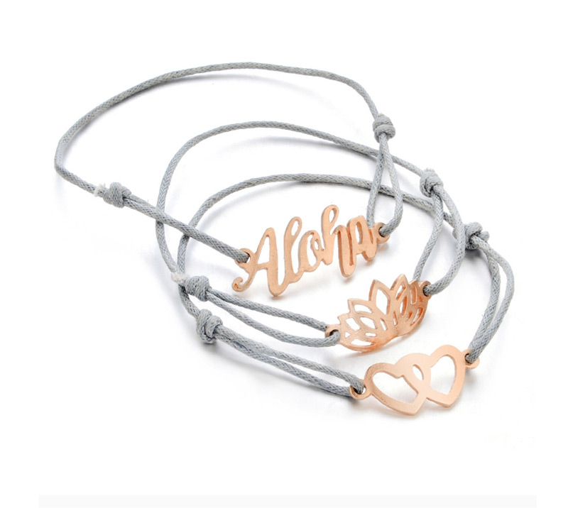 Fashion Gold Color+gray Heart Shape Decorated Hollow Out Bracelet (3 Pcs ),Fashion Bracelets