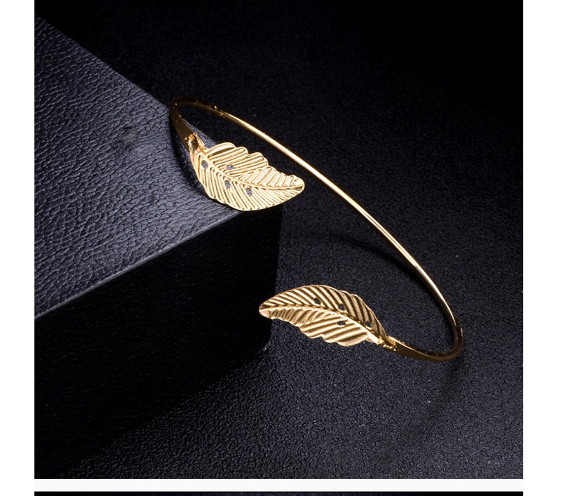 Fashion Gold Color Leaf Shape Decorated Bracelet (4 Pcs ),Fashion Bangles