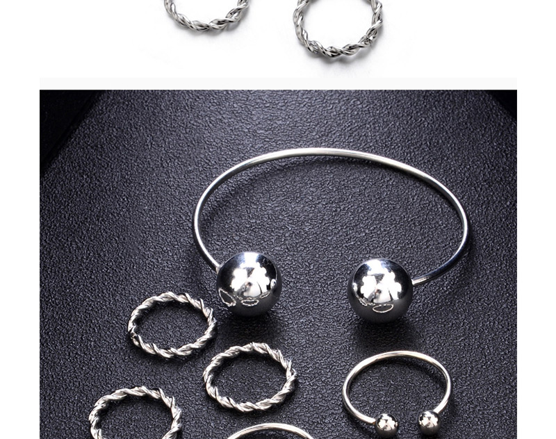 Fashion Silver Color Pure Color Decorated Bracelet&ring ( 6 Pcs ),Fashion Rings