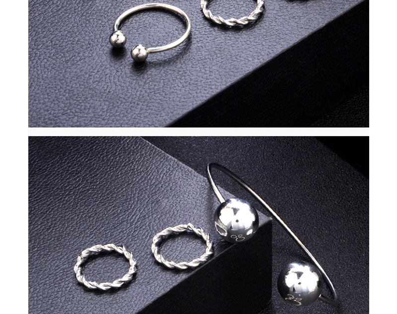 Fashion Silver Color Pure Color Decorated Bracelet&ring ( 6 Pcs ),Fashion Rings