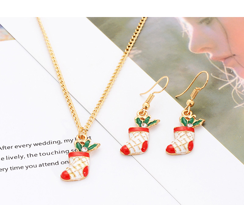 Fashion Gold Color+green Sock Shape Decorated Jewelry Set,Jewelry Sets