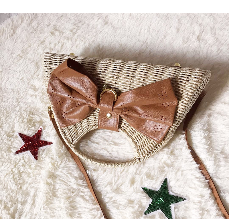 Fashion Brown Bowknot Shape Decorated Shoulder Bag,Handbags