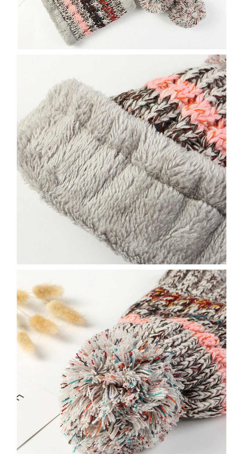 Fashion Pink Stripe Pattern Decorated Hat (2 Pcs),Knitting Wool Hats