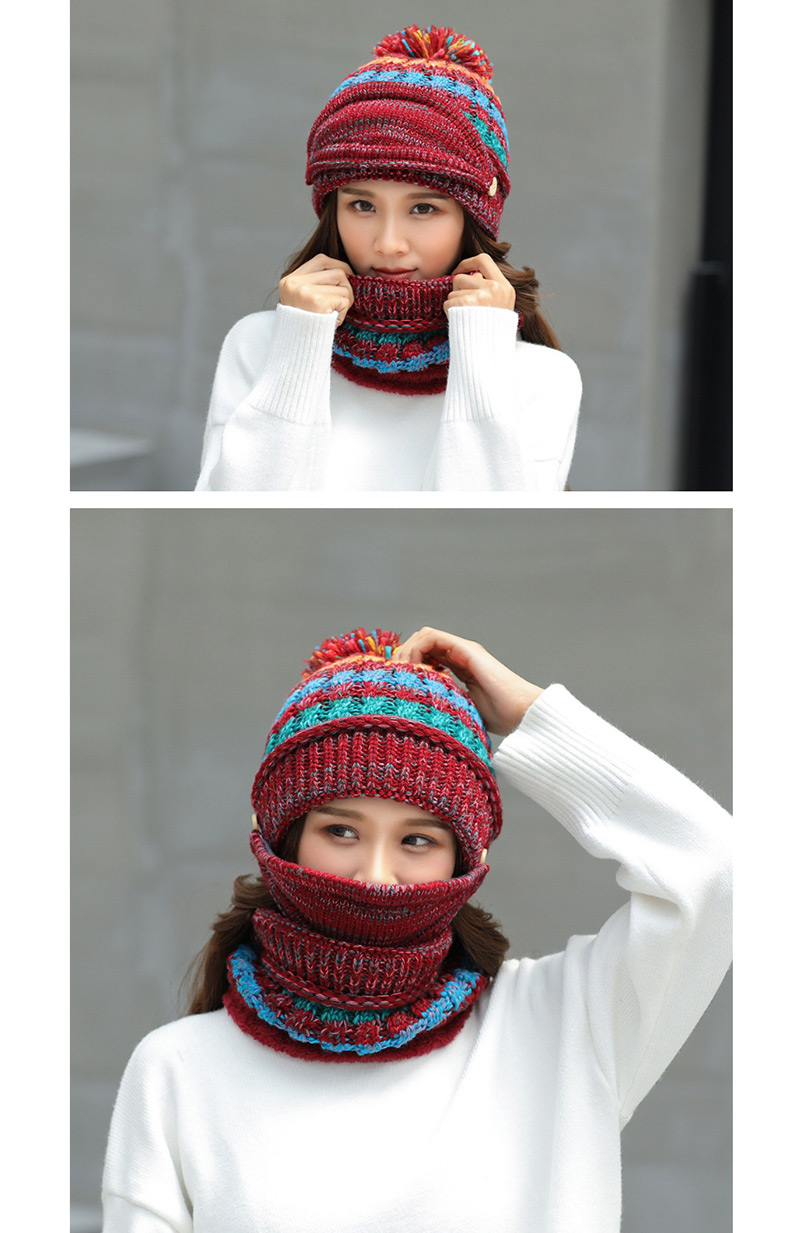 Fashion Beige Stripe Pattern Decorated Hat (3 Pcs ),Knitting Wool Hats