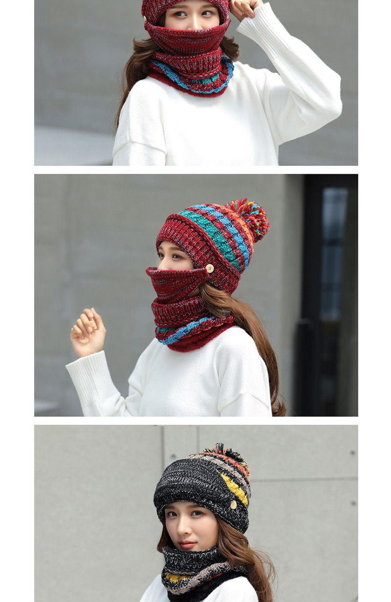 Fashion Black Stripe Pattern Decorated Hat (3 Pcs ),Knitting Wool Hats