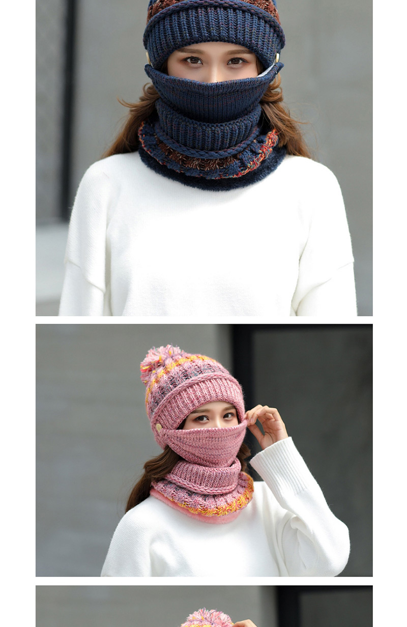 Fashion Gray Stripe Pattern Decorated Hat (3 Pcs ),Knitting Wool Hats